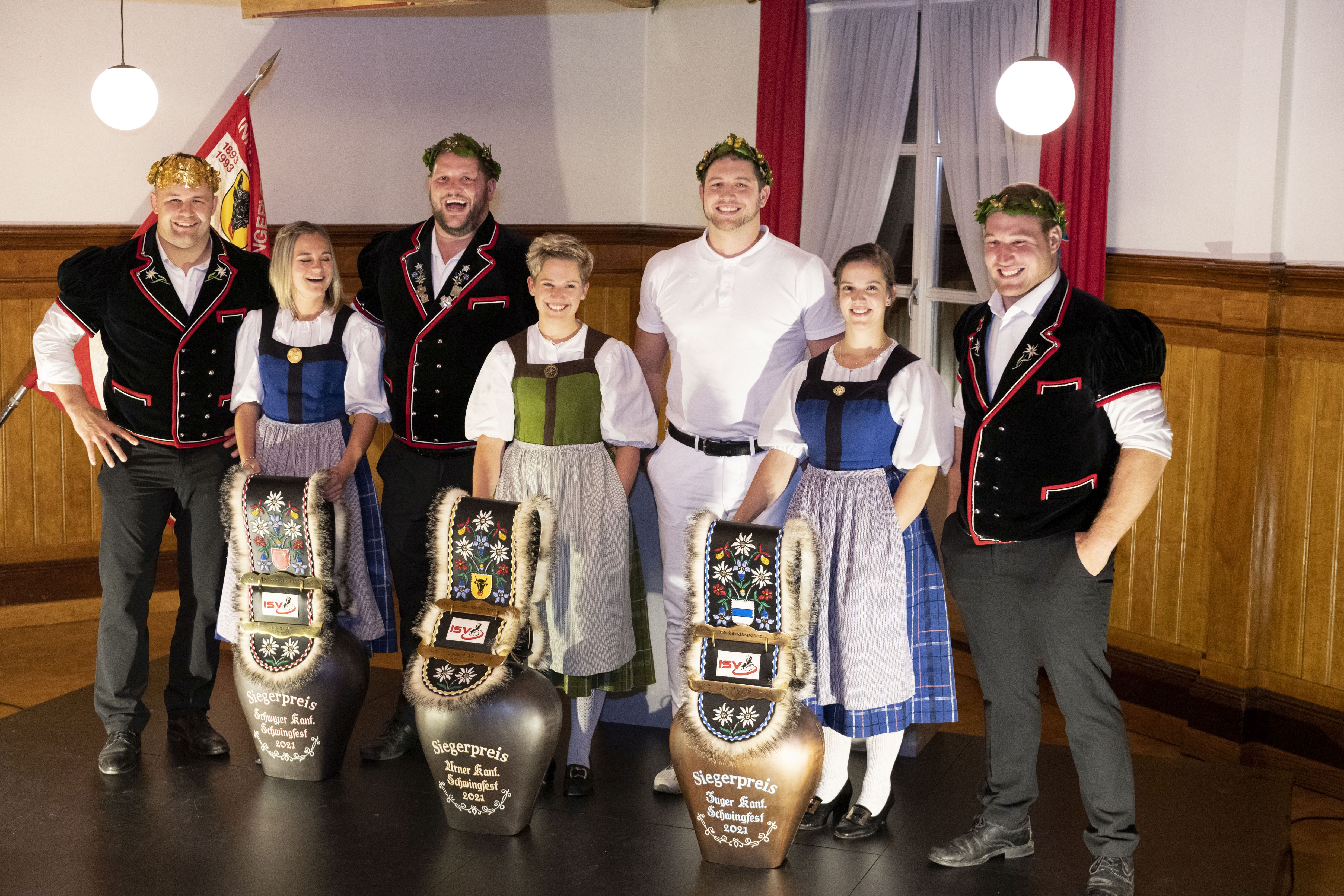Die Kranzfestsieger im ISV Gebiet 2021 v.l.n.r. Christian Schuler, Sven Schurtenberger, Marcel Bieri und Joel Wicki